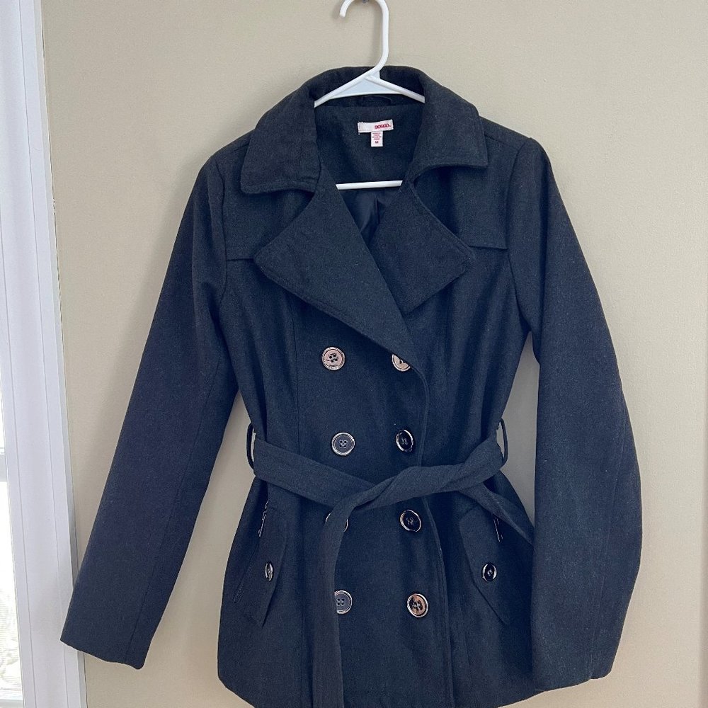Bongo charcoal gray pea coat, medium